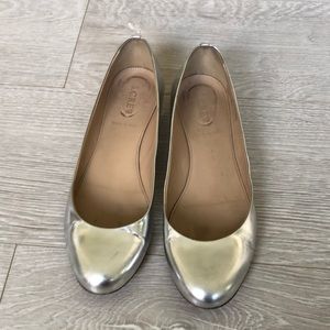 J Crew low heels Ballerina in silver
